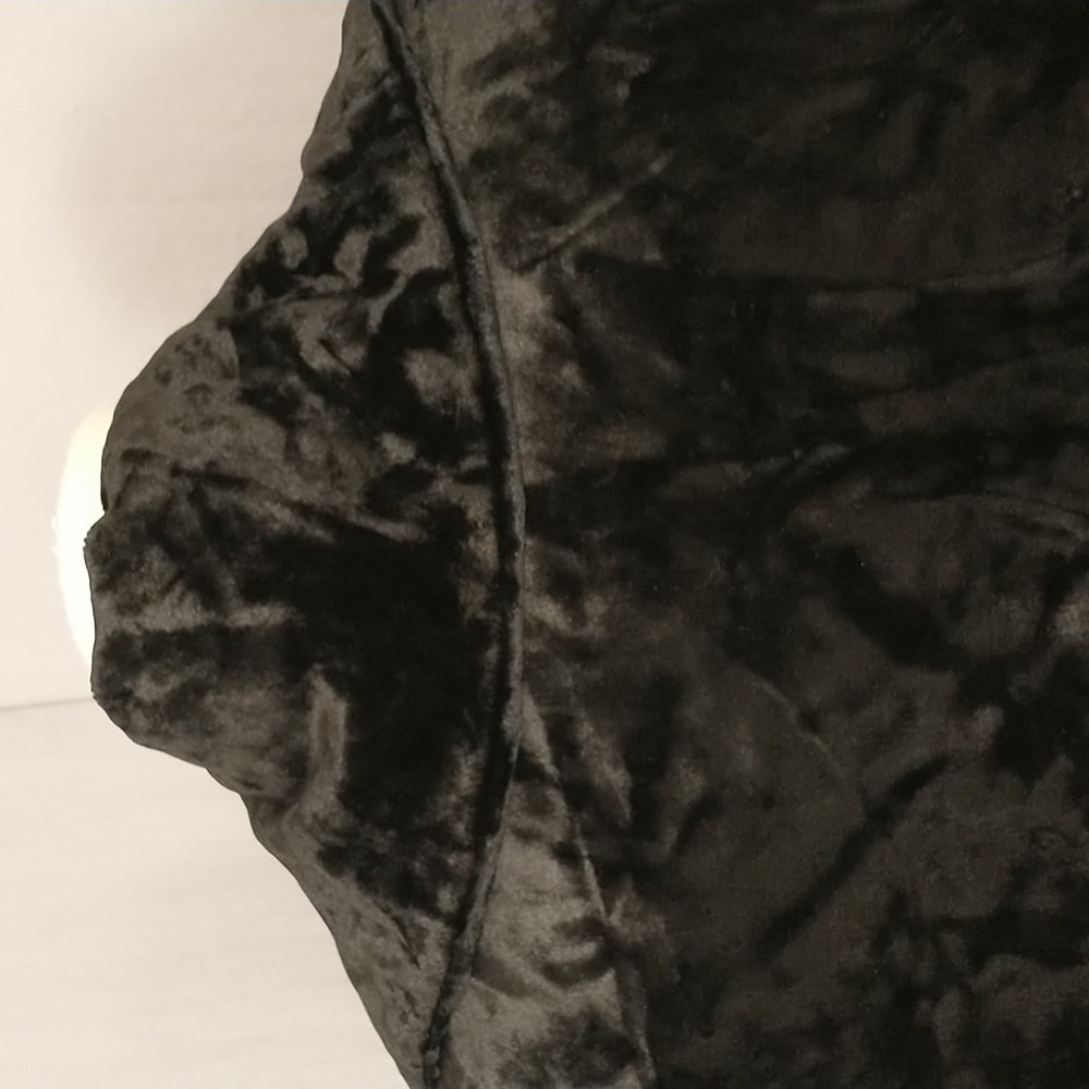 Thick Velvet Vintage Long Coat XL See Measurements Fab Almost Fur Jet Black - Picture 9 of 16